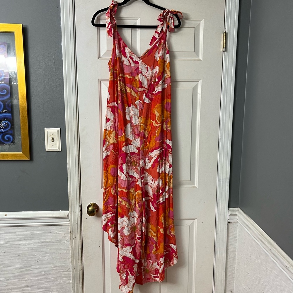 Vince Camuto Vibrant Floral Asymmetrical Romper